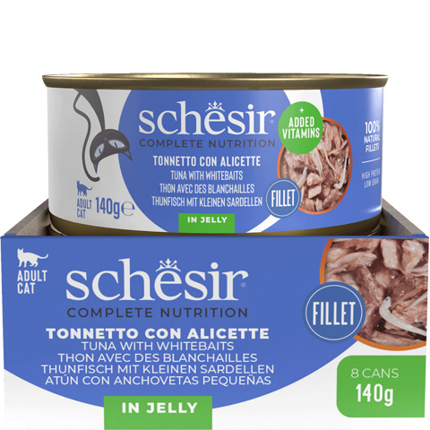 Schesir C&B konzerva Tuniak a sardínky v želé 140g karton